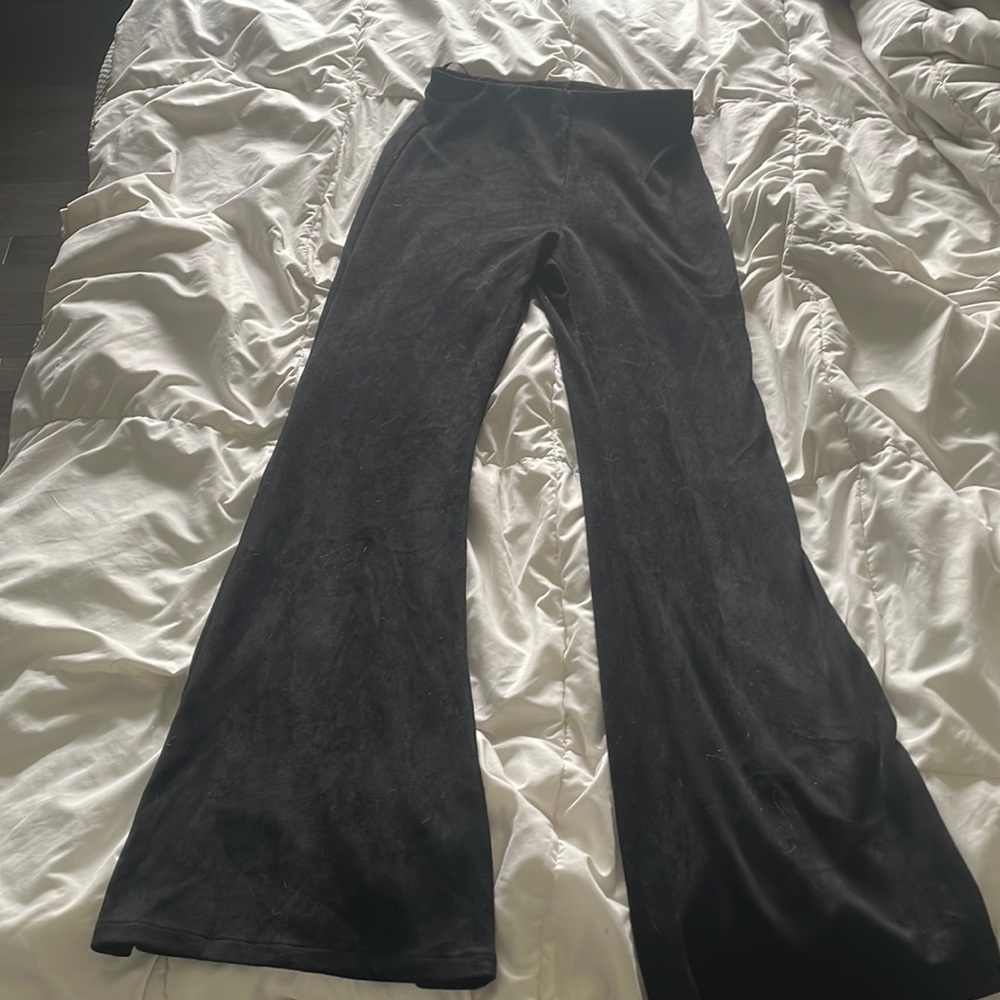 Velvety flare high waisted pants